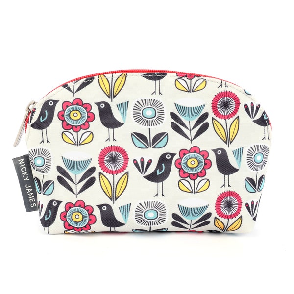 Fifties Floral Make Up Bag · Retro Print · zipped compartment · printed lining · hardwearing canvas