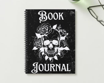 Dark Romance Buch Journal Tracker, Schädel und Rose (Digital PDF)