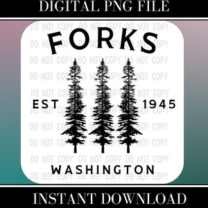 Forks, Twilight Inspired, Young Adult, Paranormal Romance, Digital, PNG, Sublimation, Instant Download, Kindle Background, Printable Art
