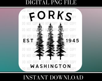 Forks Washington PNG, Twilight Treeline Design (Digital Download)
