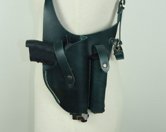 Handmade Leather Shoulder Holster: Universal Fit, Adjustable Size