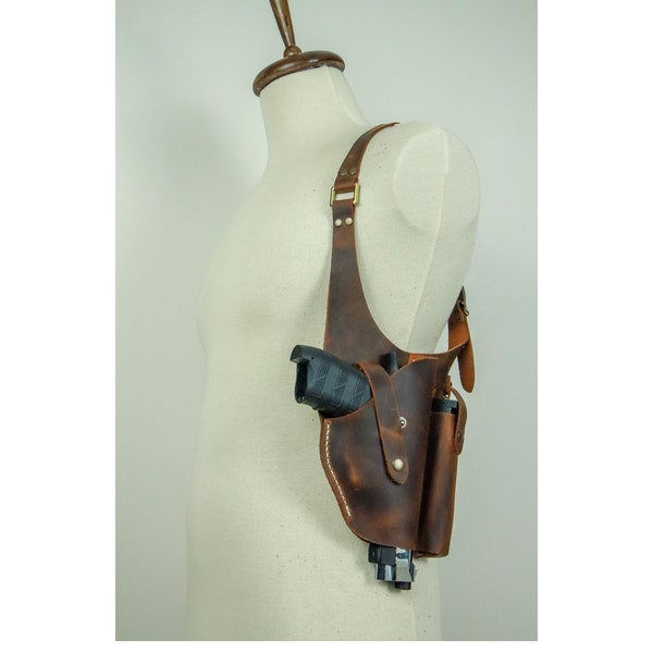 Costum leather shoulder, leather gun holster, underarm holster for colt, chest holster, holster for revolver,