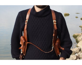 Bolsa coldre de couro colorida feita à mão