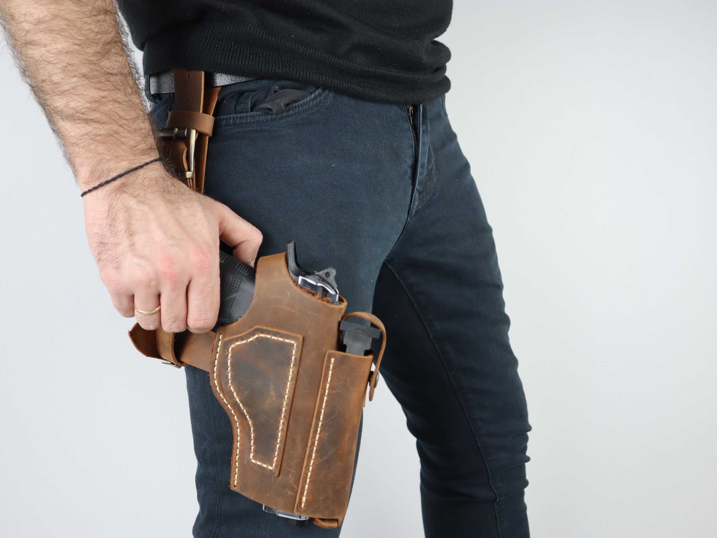 レッグ ガン ホルスター、レッグ ホルスター、調節可能なドロップ