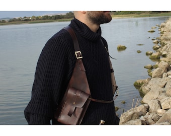 Bolsa coldre de couro cor artesanal