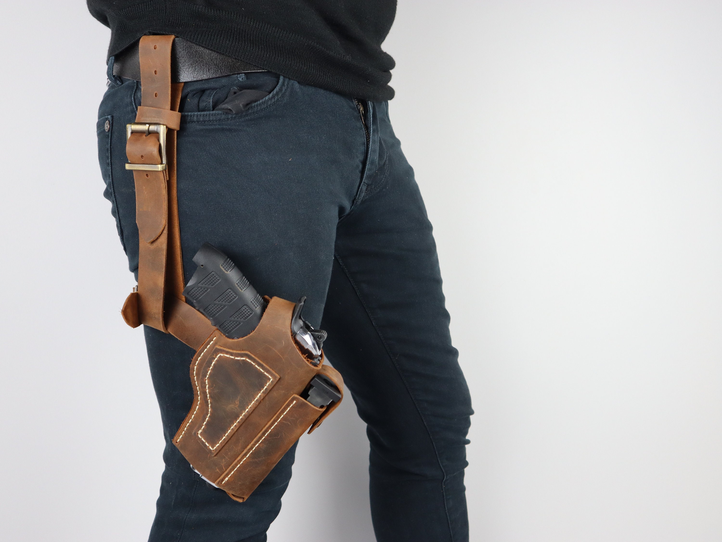 レッグ ガン ホルスター、レッグ ホルスター、調節可能なドロップ