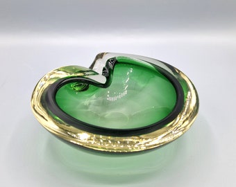 Green Glass Ashtray | 1950s | Home Decoration