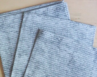 Napkins: 18" Handmade 100% Cotton Dinner Napkins set of Four in Emery Gray Abstract Line Design