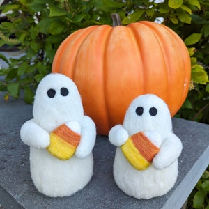 Candy Corn Wool Felted Ghost | Cute Ghost Halloween Decoration