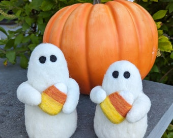 Candy Corn Wool Felted Ghost | Cute Ghost Halloween Decoration