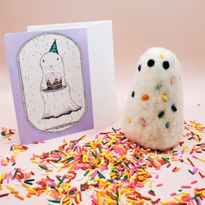 Wolvilten verjaardagskaart Ghost | Verjaardagsspook| Spookachtig leuk spook
