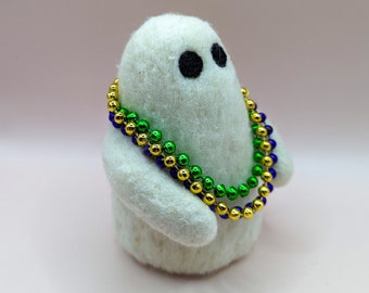 Needle Felted Mardi Gras Ghost | Cute Halloween Decoration | Funny Ghost Plushie