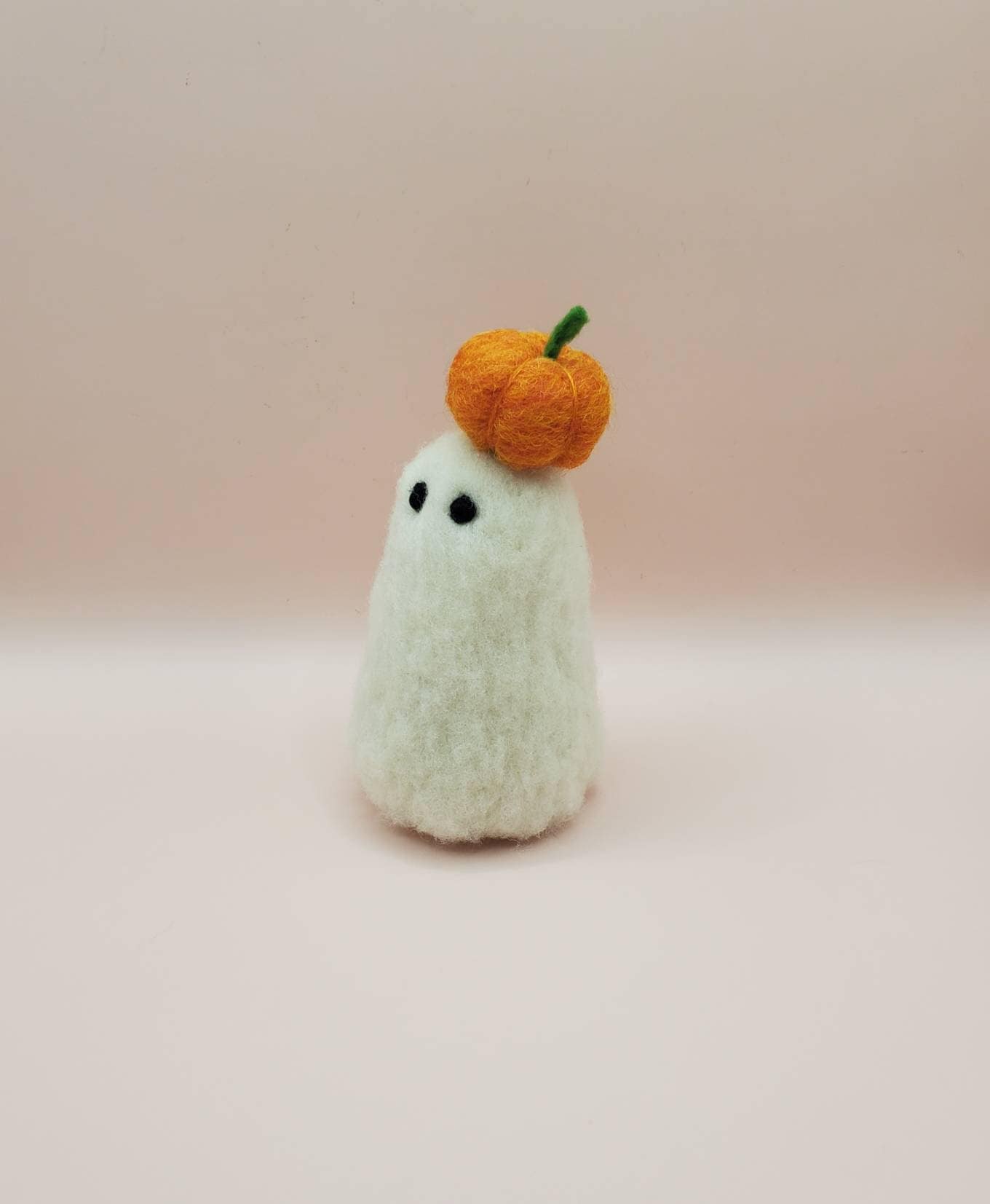Whimsical Wool Felted Ghosts with Pumpkins | Halloween Decoration