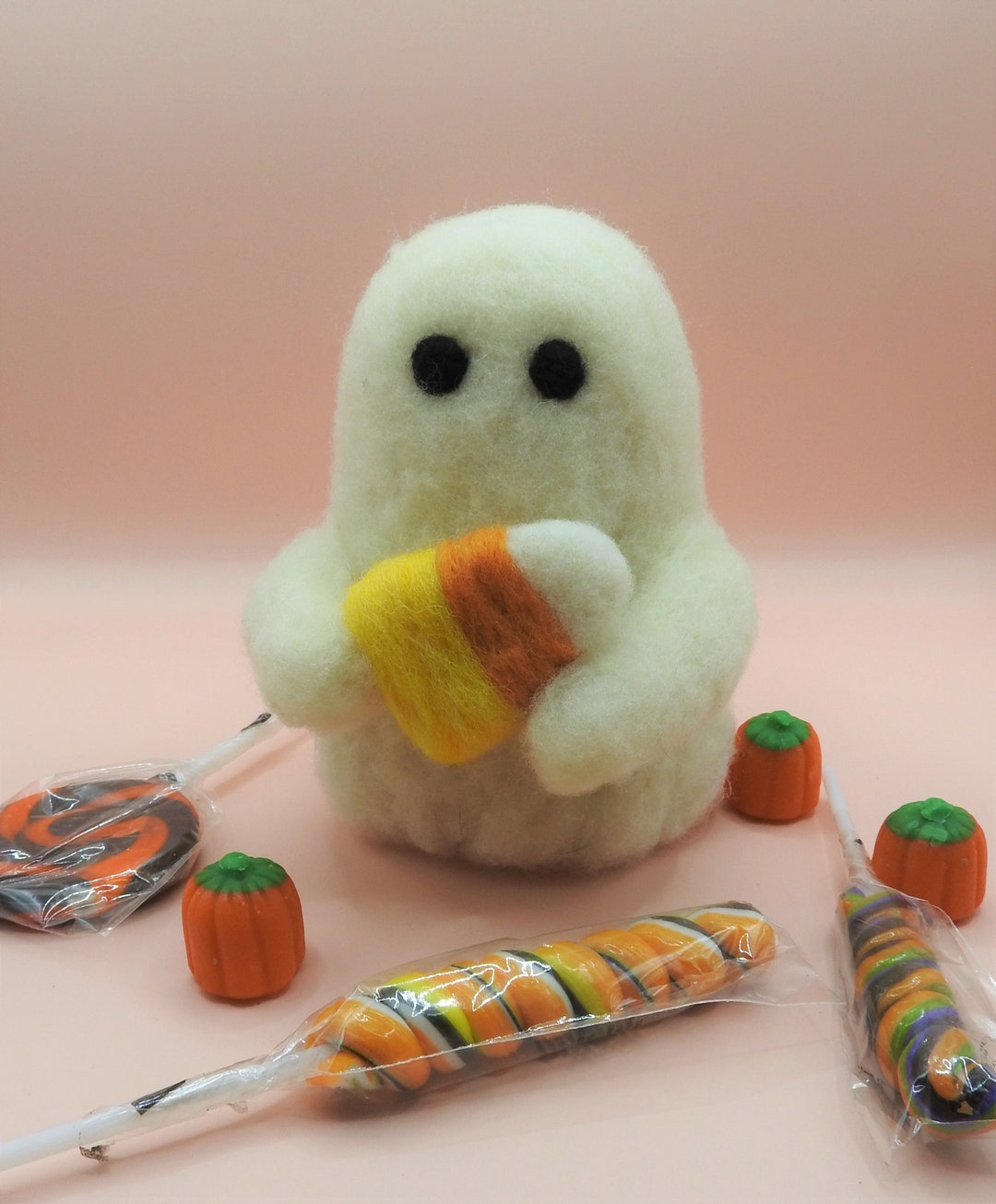 Candy Corn Wool Felted Ghost Cute Ghost Halloween Decoration Etsy