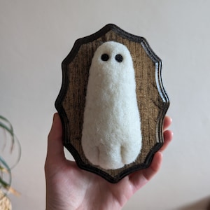 Small Ghost Hunter Trophy | Felted Wool Halloween Wall Decor