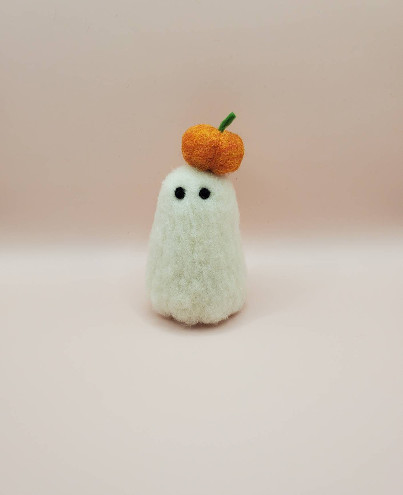 Whimsical Wool Felted Ghosts with Pumpkins | Halloween Decoration