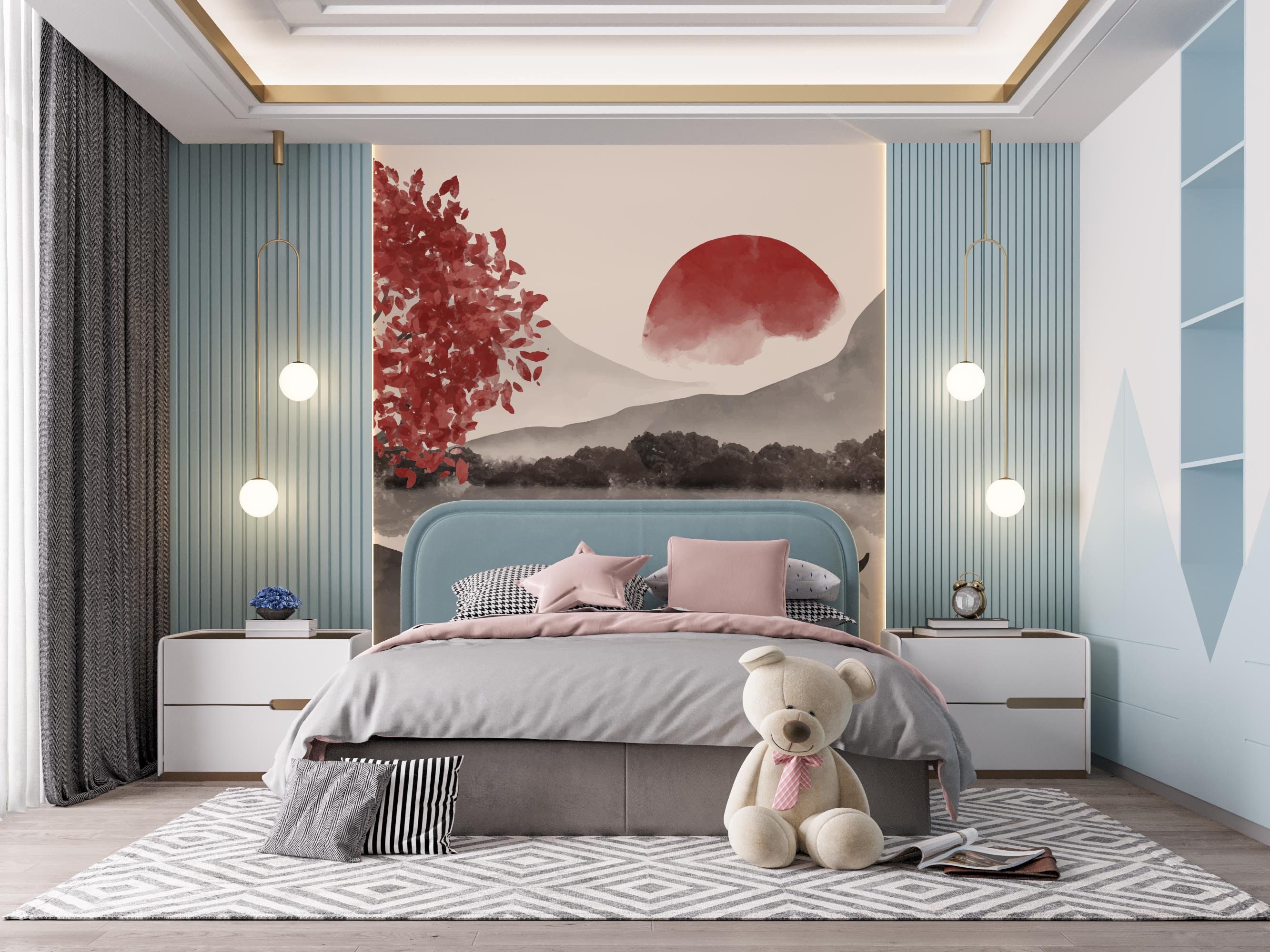 Calming Bedroom Wall Art Antique Japanese Painting Wallpaper Etsy