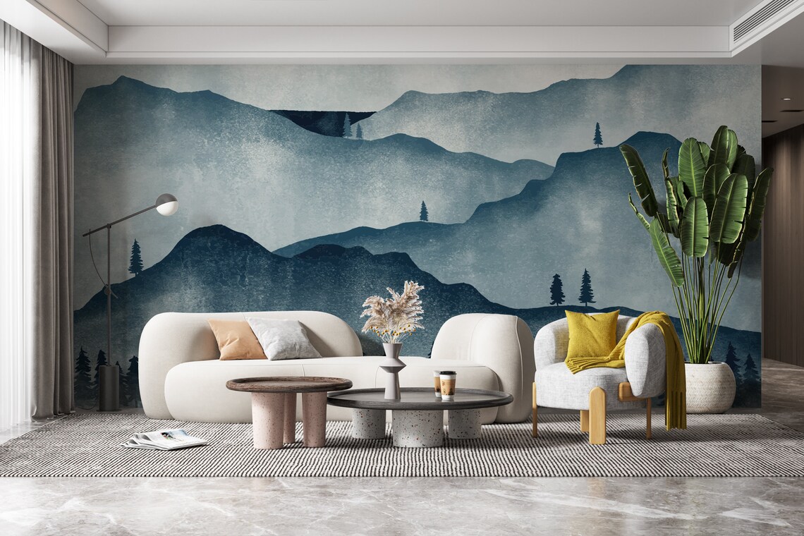 Nature Scene Wall Art Landscape Watercolor Wallpaper Living Room Home Decoration Custom Painting