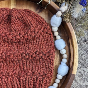 Chedoke Hat | Adult Hand Knit Slouchy Beanie | Burnt Orange Winter Cap