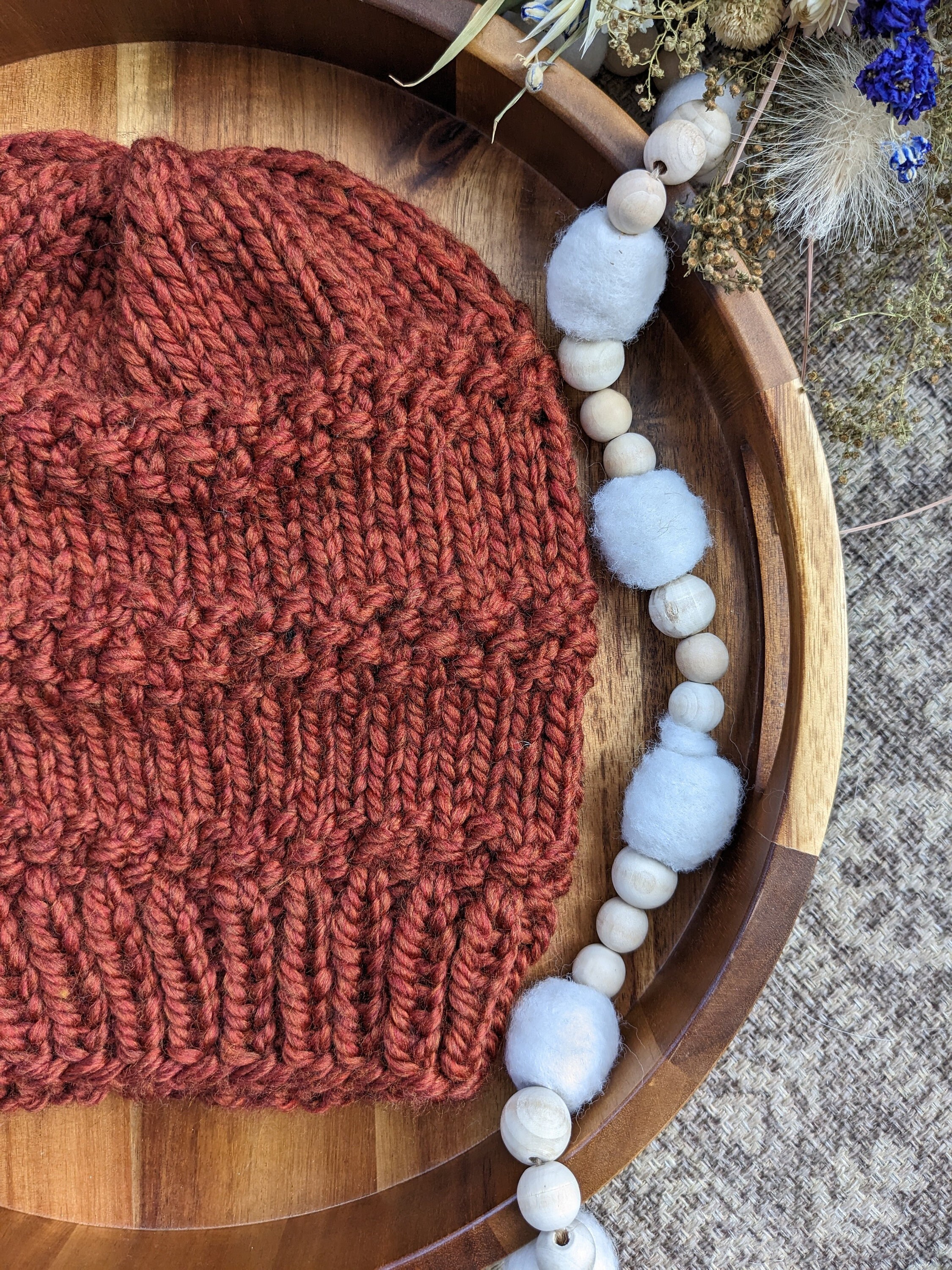 Chedoke Hat | Adult Hand Knit Slouchy Beanie | Burnt Orange Winter Cap