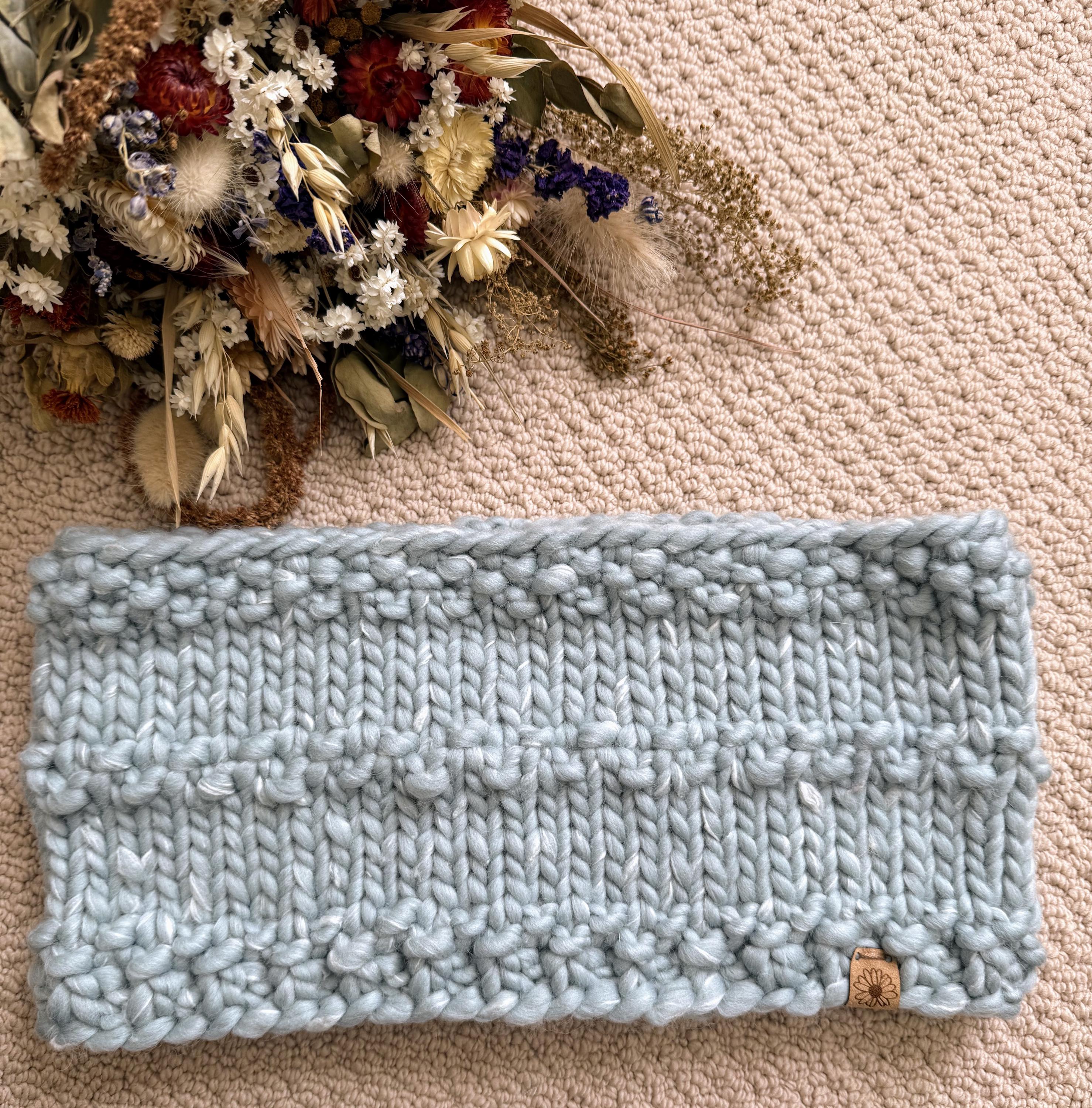 Luxury Wool Cowl | Hand Knit Scarf | Sky Blue Handmade Cowl - Etsy