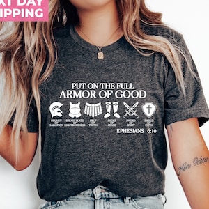 Trek de volledige wapenrusting van God aan Shirt, christelijke geschenken, katholiek shirt, christelijke shirts, religieuze cadeaus voor vrouwen, shirt bijbelvers