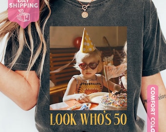 Personalized Vintage Photo 50th Birthday Shirt, Look Who's 50th Funny Shirt, Est 1976 Gift For Women, 1976 Limited Edition Tee