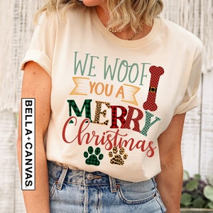 Wir Wuffen Sie Ein frohes Weihnachten Shirt, Retro Weihnachtshemd, Hundeliebhaber Geschenk, Weihnachtsfrauen, frohe Weihnachten Hemd, Weihnachtshemd Geschenk