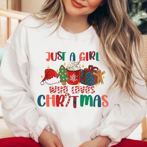 Moletom feminino de Natal, apenas uma garota que ama o Natal, camisa de presente de Natal, camisa de presente de inverno, camisa de amante de Natal