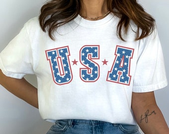 Retro Star USA Graphic Tee, 4th of July Graphic Tee, Star American Graphic Tee, Patriotic Retro USA Shirt,  Freedom Tee for 4th of July