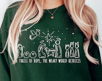 Christian Christmas Sweatshirt, Nativity Scene Sweater, Christmas Nativity Shirt, Religious Christmas Gifts, Jesus Tee,  Nativity