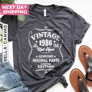 Well Aged 1986 Vintage Shirt, 40th Birthday Gifts for Women Men, 1986 Vintage Birthday Shirt, Vintage 1986 Shirt Gift for Her and Him