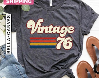 Camiseta vintage de 1976, estilo retro, 50.º cumpleaños para mujer, camiseta vintage de 1976, regalo para papá.
