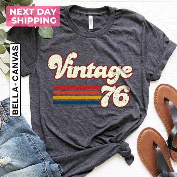 1976 Vintage Birthday Gift Tee, Retro Style, 50th Birthday for Women, Vintage 1976 T-Shirt, 50th Birthday, 50th Birthday Gift, Father Gift