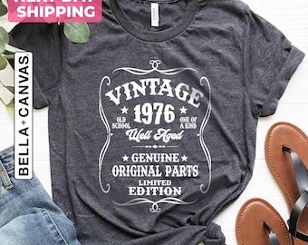 Camiseta vintage de 1976, 50.º cumpleaños, para mujer, regalo para papá, regalo de 50.º cumpleaños, camiseta vintage de 1976, estilo retro.