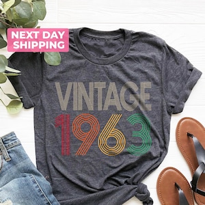 Retro shirt 1963, 62e verjaardagscadeau voor mannen, klassiek shirt 1963, shirt Born in 1963, shirt vintage 1963, shirt 62e verjaardag vrouw