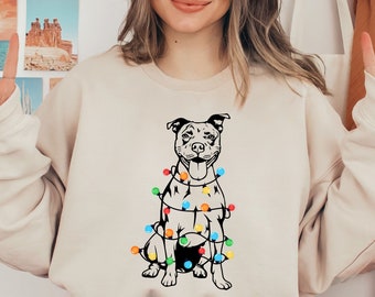 Christmas Dog Sweatshirt, Dog Owner Christmas Gift, Pitbull Christmas Shirt, Pitbull Mom Gift, Xmas Tee, Christmas Crewneck, Holiday Sweater