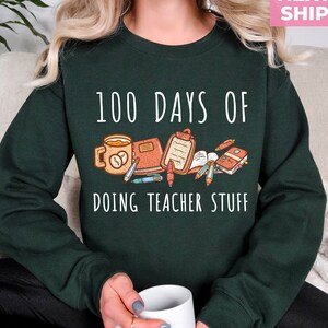 Maglietta 100 giorni di scuola, felpa 100 giorni di cose da insegnante, regalo per insegnante, buoni 100 giorni di scuola, maglietta per la celebrazione dei 100 giorni