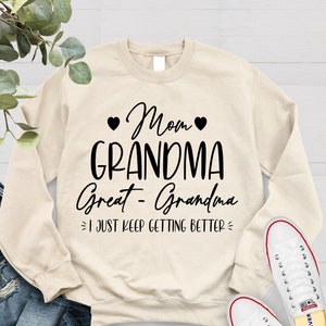Mom Grandma Great, Grandma Sweatshirt, Family Baby Announcement Shirts, Great Grandma Pregnancy Announcement, Great-Grandma Gift