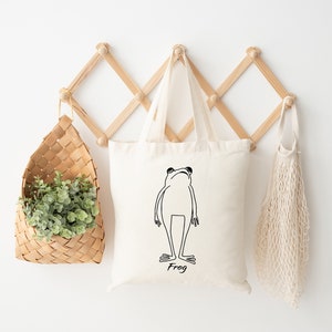 Frosch Tote Bag, Siebdruck Canvas Tragetasche, natürliche Tragetasche, Baumwolle Canvas Tragetaschen, Frauen-Schultertasche, Frauentasche, Weihnachtsgeschenk