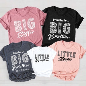 Custom Big Brother Big Sister T-Shirts, Little Sister, Matching Brothers, Little Brother, Sibling Hospital Outfits, Brother Est. 2024 Shirt
