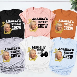 Custom Cruise Birthday Face Photo Crew Shirt, Cruisin 50th, Personalized Birthday Shirt, Birthday Group Shirt, Cruise Birthday Party T-Shirt