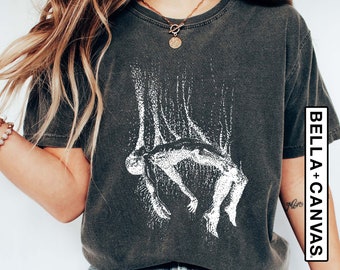 Body Falling From Sky Vintage 90s Graphic T-Shirt, Dark Art Shirt, Gothic Tee, 90s Skull Shirt, Washed Relaxed Shirt, Halloween Skull Tee