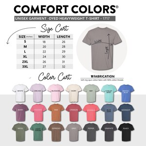 The image is a collage of various t-shirt designs in different colors and sizes, including a gray t-shirt, white, orchid, and other colors.