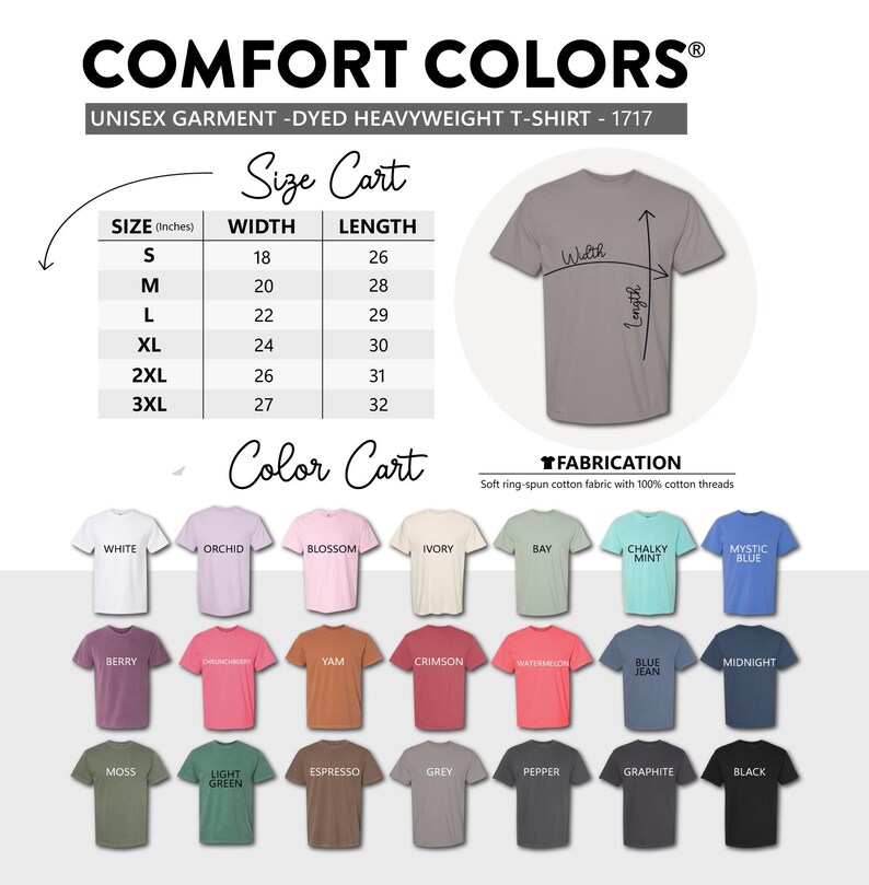 The image is a collage of various t-shirt designs in different colors and sizes, including a gray t-shirt, white, orchid, and other colors.