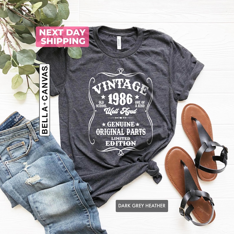 Well Aged 1986 Vintage Shirt, 40th Birthday Gifts for Women Men, 1986 Vintage Birthday Shirt, Vintage 1986 Shirt Gift for Her and Him image 1