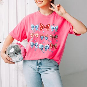 USA Bow Shirt Comfort Colors®, Coquette America Bow Shirt for July 4th, Memorial Day Shirt, Patriotic Bow Shirt, USA Shirt, Election Shirt image 7