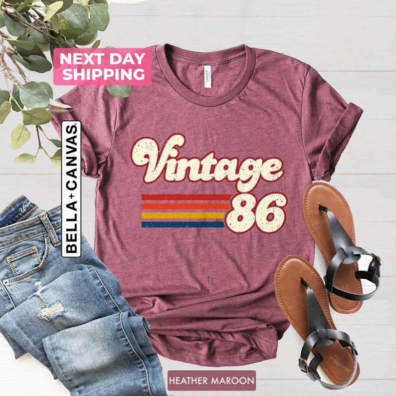 1986 Vintage Birthday Gift Tee, Retro Style, 40th Birthday for Women, Vintage 1986 T-Shirt, 40th Birthday, 40th Birthday Gift, Father Gift bild 4