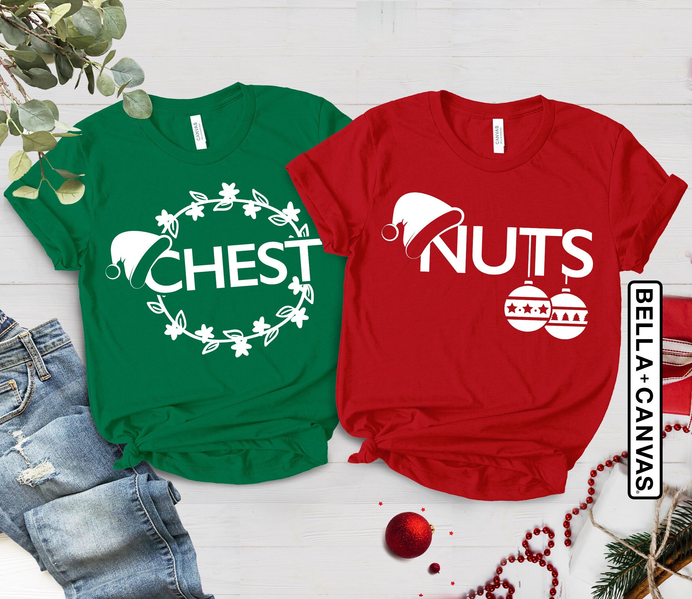 Chest Nuts Christmas Shirts, Christmas Couple Shirts