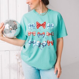USA Bow Shirt Comfort Colors®, Coquette America Bow Shirt for July 4th, Memorial Day Shirt, Patriotic Bow Shirt, USA Shirt, Election Shirt image 5
